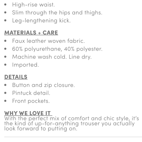 TORRID Pintuck Trouser Boot Faux Leather High Rise Pant Size 18 Regular NEW! - Picture 5 of 5